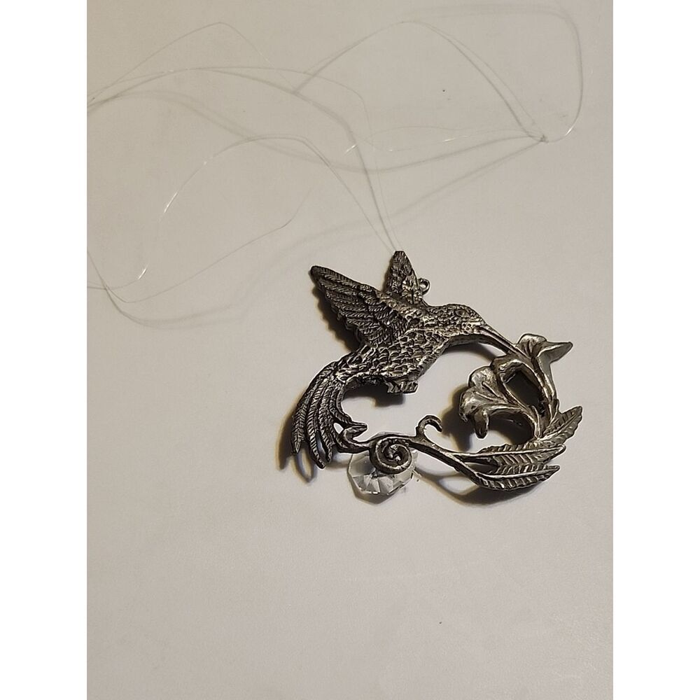 Hummingbird Suncatcher in Silver Tone with Crystal Accent